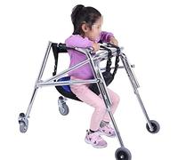 Lightweight Rollator Walker for Children, Lower Limb Rehabilitation Aid with 4 Wheels and Seat, Gliding Frame for Standing Support and Mobility