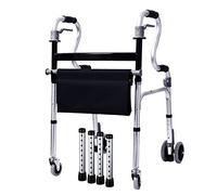 Lightweight Rolling Walker, with Seat& Wheels, Foldable Adjustable Height Step Assist, Seniors Upright Walker, for Outdoor Indoor All Terrain,A,4 Wheels