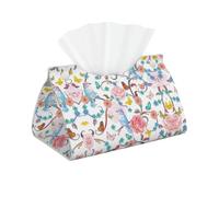 Lightweight Romantic Fancy Floral Birds Butterfly Tissue Box Cover Rectangle Tissue Holder for Bathroom, Vanity, Countertop Tabletop Car Office
