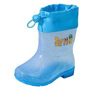 Lightweight Rubber Rain Shoes For Girls Boys 1-8years Children Shoes Fashion Flat Cartoon Rain Boots Can Be Tied Mouth Cartoon Transparent Outdoor Rain Boots Rain Boots (Sky Blue, 10.5 Little Child)