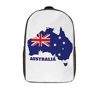 Lightweight Rucksack Australia Flag Map Backpack Polyester Travel Bag for Work, Hiking, Camping, 42X32X14Cm