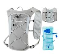 Lightweight Running Vest for Women Men, Adjustable Hydration Backpack Breathable Reflective with 1.5L Water Bladder for Hiking, Trail, Running, Marathons, Cycling (Grey)