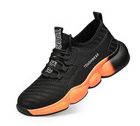 Lightweight Safety Shoes Safety Trainers Men Work Trainers Steel Toe Caps Sport Breathable Protective Work Trainer (Black/Orange 2069, Numeric_7)