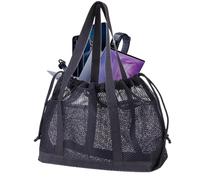 Lightweight Sand Resistant Foldable Mesh Beach Bag, Black, Se référer au descriptif, Refer to description