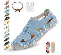 Lightweight Sandals for Women's Summer, 2026 New Light Summer Sandals, Orthopedic Shoes for Women, Flexible, Shock-Absorbing, Airy, Non-slip, Round and Velcro Fastener, Easy Put on and Take Off(I,4)