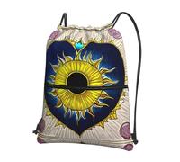 Lightweight School Backpack Cartoon Heart Sun Printing Drawstring Backpack Personalized Drawstring Gym Bag For Yoga, Exercise, Travel