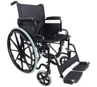 Lightweight Self Propelled Steel Transit Wheelchair - Foldable Design - Black
