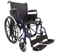 Lightweight Self Propelled Steel Transit Wheelchair - Foldable Design - Blue