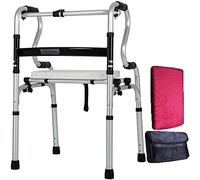 Lightweight Seniors Rolling Walker with Seat Handle Foldable Narrow Upright Walker for Bathroom/Toilet/Mobility Aid Adjustable Height Double The Comfort