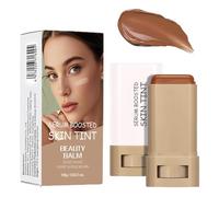 Lightweight Serum Boosted Skin Tint Balm in Brown Shade - Full Coverage Creamy Foundation Stick with Natural Dewy Finish for All Skin Types, Hydrating Solid Tinted Moisturiser for Daily Wear