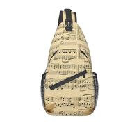 Lightweight Shoulder Crossbody Bag Music Notes On Old Paper Printed Shoulder Chest Bags Multipurpose,Anti Theft Chest Backpack for Cycling Hiking Sports
