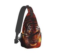 Lightweight Shoulder Crossbody Bag Wild Angry Animal King Fire Flame Tiger Sling Backpack Anti Theft Shoulder Bags for Cycling Travel Sports