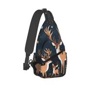 Lightweight Shoulder Crossbody Bag Wild Animals Deer Rabbit Magic Mushrooms Chest Backpack Multipurpose Rucksack for Hiking Men Camping
