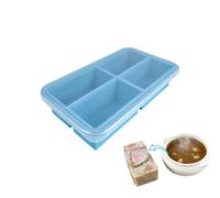 Lightweight Silicone Food Freezer Tray with Lid, Soup Mould for Portion Meal Prep, Freezing Tray for Batch Cooking Store Container -260ml, Large Ice Cube Mould for Freeze (Blue)
