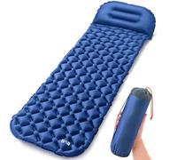 Lightweight Sleeping Mat With Pillow, Ultra Light Inflatable Camping Pad, Outdoor Hiking Backpacking Festival Air Mattress, Waterproof TPU, 190cm x 56cm x 5.5cm, 520g (Blue)