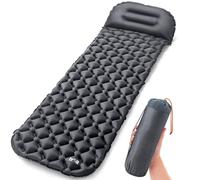 Lightweight Sleeping Mat With Pillow, Ultra Light Inflatable Camping Pad, Outdoor Hiking Backpacking Festival Air Mattress, Waterproof TPU, 190cm x 56cm x 5.5cm, 520g (Black)