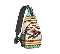 Lightweight Sling Shoulder Backpack, Adjustable Compatible with Ethnic Geometric Pattern Mexican Tribal Gym Bags, Large Capacity Chest Cross Body Bag Daypack, Outdoor Multipurpose Bag