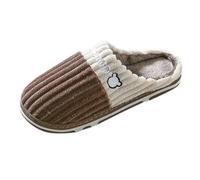 Lightweight Slippers Men's Summer Warm Slippers Men Spring and Winter Indoor Non-Slip Warm Plush Stitching Simple Cotton Slippers, coffee, 8 UK