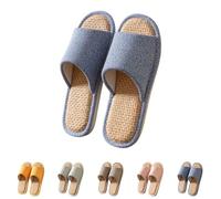 Lightweight Slippers Women's Summer Slippers with Footbed Cosy Linen Slippers for Indoor Use Breathable and Comfortable Slippers Slides Home Slippers Indoor Slippers, navy, 9 UK