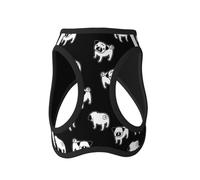 Lightweight Small Dog Harness, Black Cartoon Pug Dog Harness