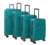 Lightweight Soft Shell Suitcase with 360° Spinner Wheels, Expandable Luggage with Built-in Lock - 4 Wheel Travel Trolley Case - Cabin, Turquoise, Medium