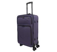 Lightweight Soft Shell Suitcase with 360° Spinner Wheels, Expandable Luggage with Built-in Lock - 4 Wheel Travel Trolley Case - Cabin, Purple, Medium