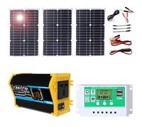Lightweight Solar Inverter Kit | 100W Mono Panel for Camping, RVs, and Cars | Waterproof & Portable Solution(Black,75W)