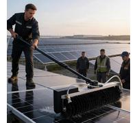 Lightweight Solar Panel Roller Brush Cleaning Machine with Water Fed Pole and Wide Brush Head for Stubborn Bird Droppings, Dual Use
