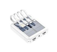 Lightweight Solar Power Bank 20000mah, High Capacity Solar Charger with 4 Inputs & 2 Usb Output, Waterproof Led Indicator Solar Power Bank for Iphone Tablets Outdoor Solar Charger Power Bank (White)