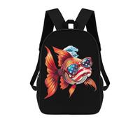 Lightweight Sports Bag Japanese Fish USA Flag Eyesglasses Daypack Basic Rucksack for Work, Hiking, Camping, 42X32X14Cm