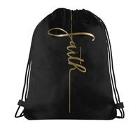 Lightweight Sports Travel Bag Faith Jesus Vertical Cross Religious Drawstring Gym Bag Personalized School Backpack For Yoga, Exercise, Sports