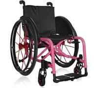 Lightweight Sports Wheelchair,Folding All-Terrain Ultra, Self-propelled Manual Wheelchairs,Quick Release Rear Wheels for Adults(Pink,36cm/14.2in)