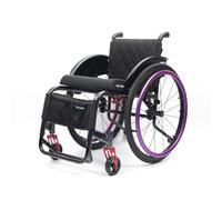 Lightweight Sports Wheelchair for Adults, Foldable Aluminium All Terrain Self Propelled Wheel Chair Silla de Ruedas with Handbrakes, 100KG Capacity(Lila,38cm/14.9in)