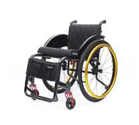 Lightweight Sports Wheelchair for Adults, Foldable Aluminium All Terrain Self Propelled Wheel Chair Silla de Ruedas with Handbrakes, 100KG Capacity(Gold,38cm/14.9in)