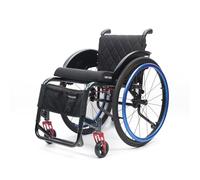 Lightweight Sports Wheelchair for Adults, Foldable Aluminium All Terrain Self Propelled Wheel Chair Silla de Ruedas with Handbrakes, 100KG Capacity(Blu,42cm/16.2in)