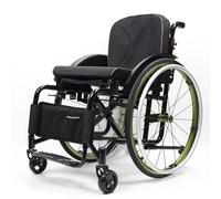 Lightweight Sports Wheelchair,Portable All-Terrain Transport Wheelchairs, Foldable Self Propelled Aluminum Alloy Manual Wheel Chair with Anti-Tipper(Green B,42cm/16.5in)