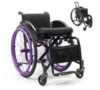 Lightweight Sports Wheelchair, Portable Foldable Aluminium Frame Mute Wheelchairs,Handbrakes Quick Release Rear Wheels,for Teenagers,Adults,Seniors(Purple,Seat Width 36cm)