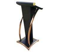 Lightweight Stainless Steel Podium Stand Minimalist Lectern for Presentations Churches Schools & Restaurants Black Finish with D Pole Design