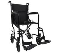 Lightweight Steel Compact Attendant Propelled Transit Wheelchair - Black Loops Black One Size