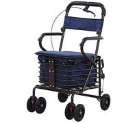 Lightweight Steel Pipe Folding Four Wheel Rollator Walker - Elderly Walker with Padded Seat, Carry Basket and Walking aid - Comfortable Anniversary Choice
