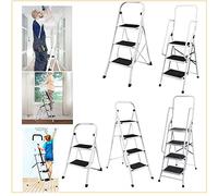 Lightweight Steel Step Ladder with 3 Steps for 101.50 cm Higher, Non-Slip Steps, Design Folding Step Ladder with 44.5 (W) × 67 (D) × 101.5 (H) cm, TÜV Süd Certified