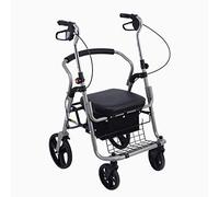 Lightweight Steel Walker Foldable Rolling Cart 4 Wheels Trolley with Seat and 3 Gear Height Adjustable, for Seniors and Adults