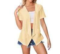 Lightweight Summer Cardigan Short Sleeve Cardigan Women's Elegant Short Cardigans Open Front Lightweight Summer Jacket Waterfall Jacket Open Front Thin Cardigan Knitted Cardigan Fine Knit Shoulder