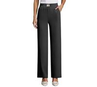 Lightweight Summer Trousers Perfect Drape High Rise Pull-On Stretch Pants Breathable for Senior Women Petite/Regular/Tall Summer Beach Lounge Trousers, Black, XL