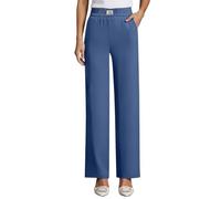 Lightweight Summer Trousers Perfect Drape High Rise Pull-On Stretch Pants Breathable for Senior Women Petite/Regular/Tall Summer Beach Lounge Trousers, Navy, XL