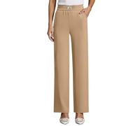 Lightweight Summer Trousers Perfect Drape High Rise Pull-On Stretch Pants Breathable for Senior Women Petite/Regular/Tall Summer Beach Lounge Trousers, Khaki, XL