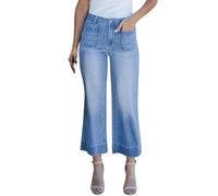 Lightweight Summer Trousers Women's 3/4 Jeans Women's High Waist: Jeans Lightweight Business Work Trousers Straight Casual Trousers with Pockets Jogging Bottoms Plain Summer Trousers Fabric Trousers