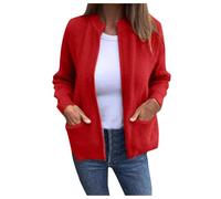 Lightweight Sweaters Pocket Solid Color Casual Elegant Autumn Winter Women's Lightweight Coats, Rd1, M