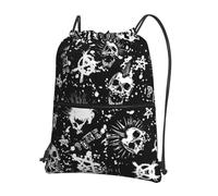 Lightweight Swimming Bags White Punk Skull School Backpack Large-Capacity Drawstring Gym Bag For Sports, Travel, Exercise