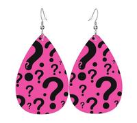Lightweight Teardrop Earrings Black Question Mark Leather Dangle Drop Earrings Jewellery Gift For Women